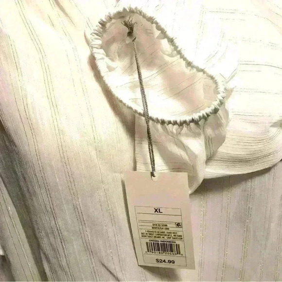 A New Day sheer Boho White and Gold Shine Long Sleeve Blouse Top Size XL NWT - Picture 5 of 8